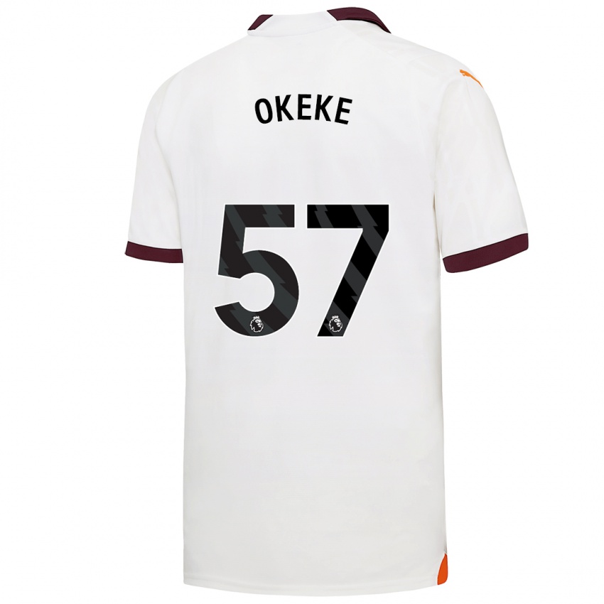 Herren Michael Okeke #57 Weiß Auswärtstrikot Trikot 2023/24 T-Shirt Belgien