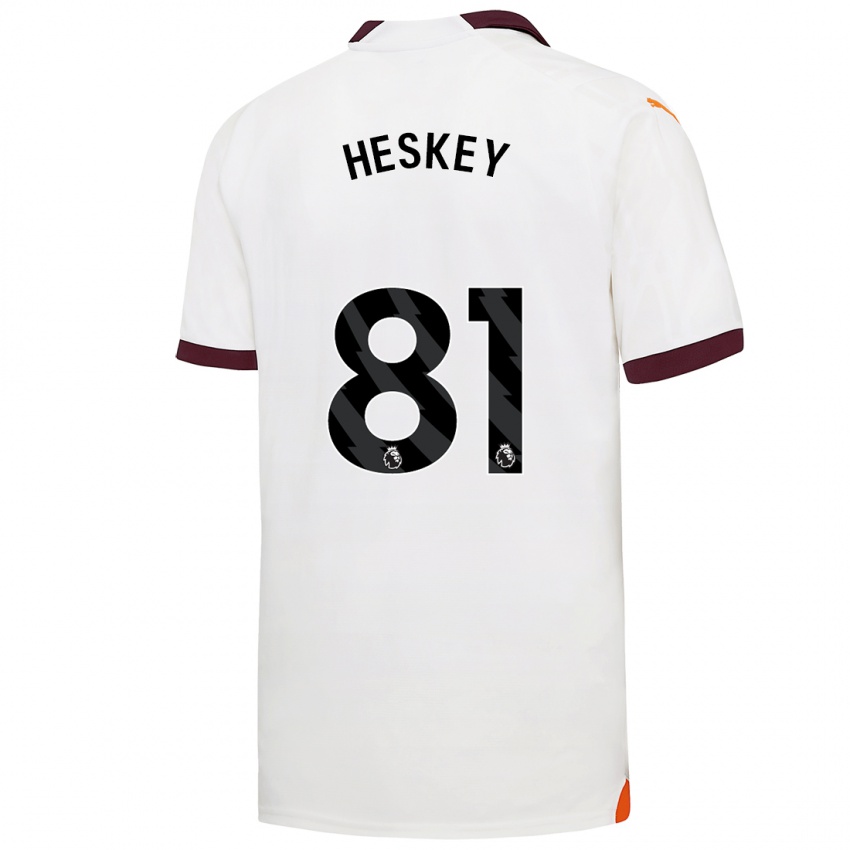 Heren Jaden Heskey #81 Wit Uitshirt Uittenue 2023/24 T-Shirt België