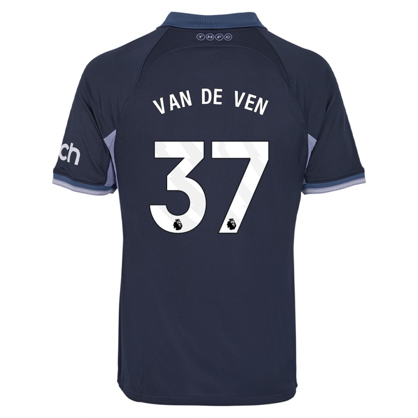 Heren Micky Van De Ven #37 Donkerblauw Uitshirt Uittenue 2023/24 T-Shirt België
