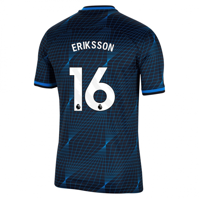 Homme Maillot Magdalena Eriksson #16 Bleu Foncé Tenues Extérieur 2023/24 T-Shirt Belgique