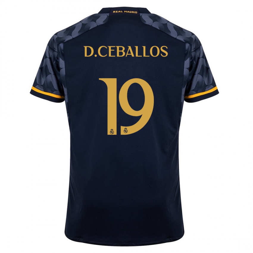 Homme Maillot Dani Ceballos #19 Bleu Foncé Tenues Extérieur 2023/24 T-Shirt Belgique
