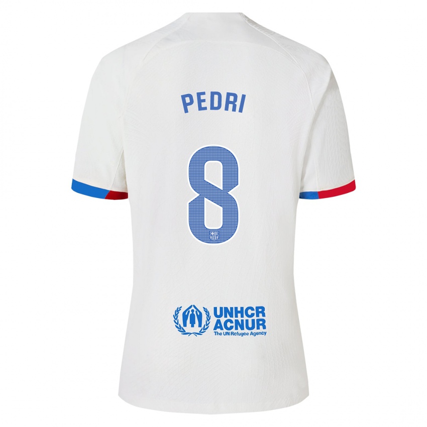 Herren Pedri #8 Weiß Auswärtstrikot Trikot 2023/24 T-Shirt Belgien
