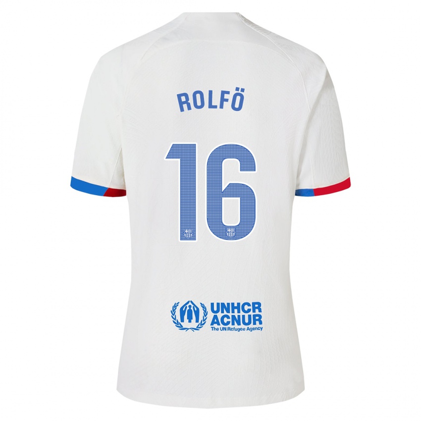 Homme Maillot Fridolina Rolfo #16 Blanc Tenues Extérieur 2023/24 T-Shirt Belgique