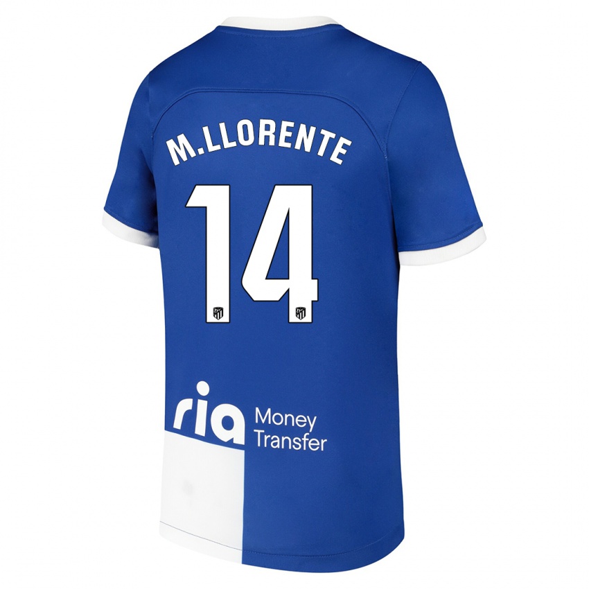 Herren Marcos Llorente #14 Blau Weiss Auswärtstrikot Trikot 2023/24 T-Shirt Belgien