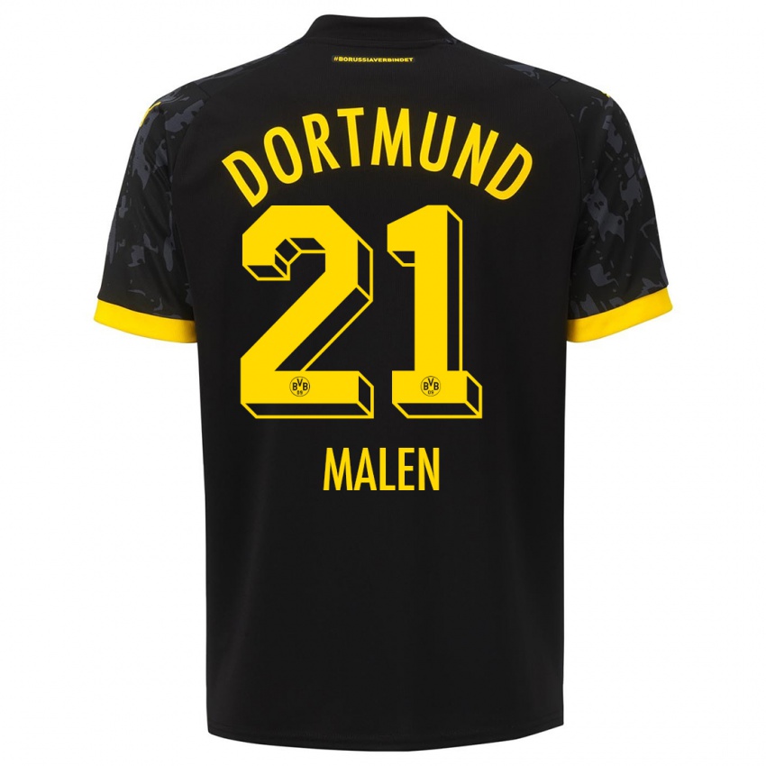 Homme Maillot Donyell Malen #21 Noir Tenues Extérieur 2023/24 T-Shirt Belgique