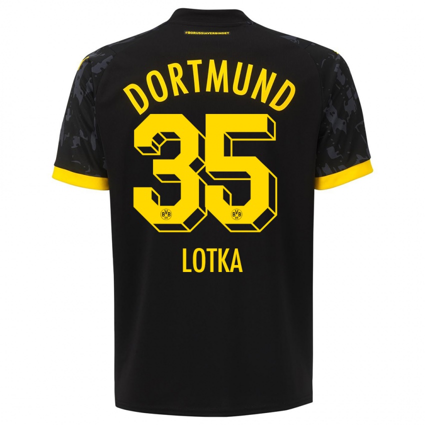 Herren Marcel Lotka #35 Schwarz Auswärtstrikot Trikot 2023/24 T-Shirt Belgien