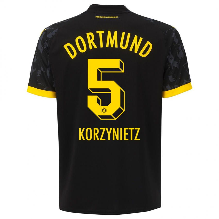 Herren Jaden Korzynietz #5 Schwarz Auswärtstrikot Trikot 2023/24 T-Shirt Belgien