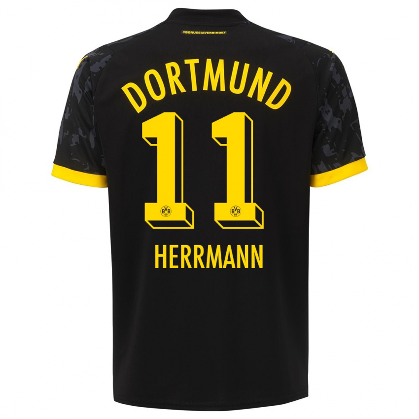 Herren Charles Herrmann #11 Schwarz Auswärtstrikot Trikot 2023/24 T-Shirt Belgien