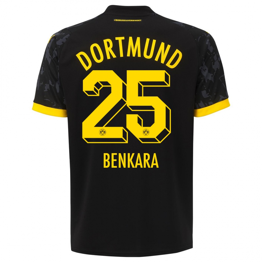 Herren Elias Benkara #25 Schwarz Auswärtstrikot Trikot 2023/24 T-Shirt Belgien
