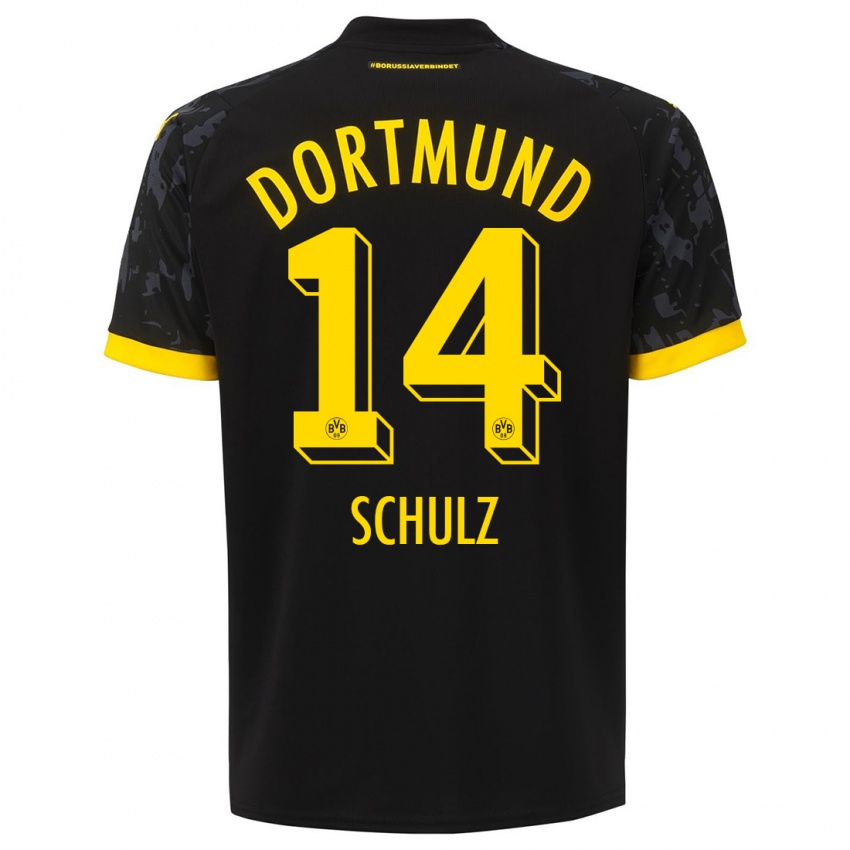 Herren Nico Schulz #14 Schwarz Auswärtstrikot Trikot 2023/24 T-Shirt Belgien