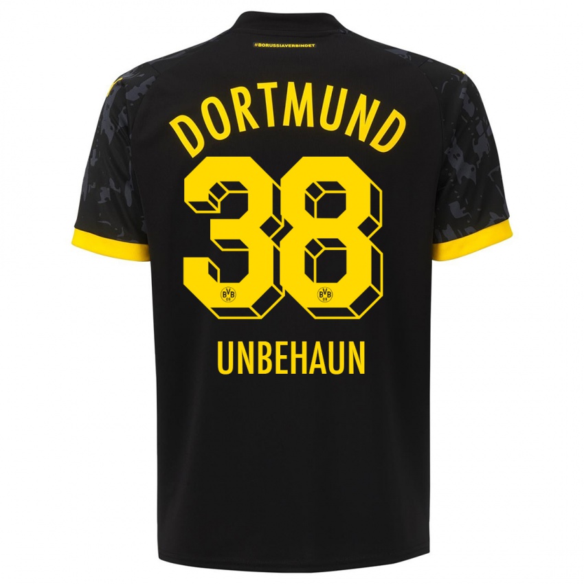 Herren Luca Unbehaun #38 Schwarz Auswärtstrikot Trikot 2023/24 T-Shirt Belgien
