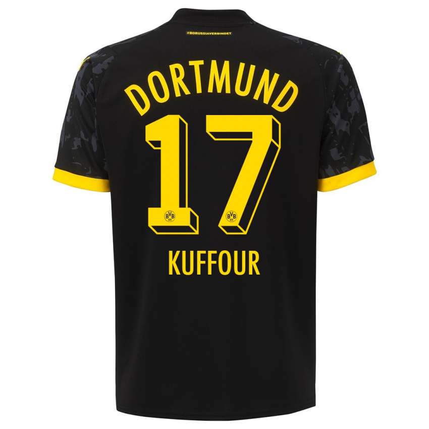 Herren Lloyd-Addo Kuffour #17 Schwarz Auswärtstrikot Trikot 2023/24 T-Shirt Belgien