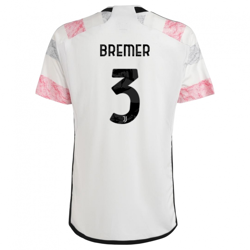 Homme Maillot Bremer #3 Blanc Rose Tenues Extérieur 2023/24 T-Shirt Belgique