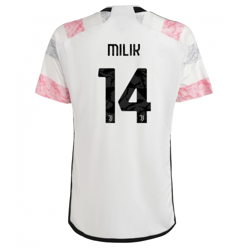 Herren Arkadiusz Milik #14 Weiß Rosa Auswärtstrikot Trikot 2023/24 T-Shirt Belgien