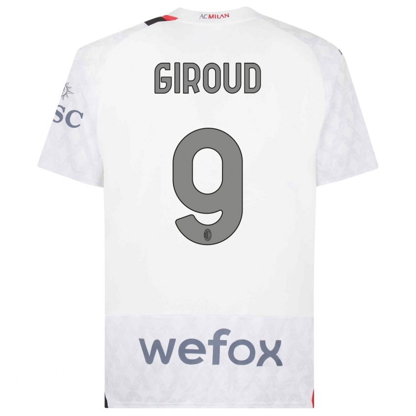 Herren Olivier Giroud #9 Weiß Auswärtstrikot Trikot 2023/24 T-Shirt Belgien
