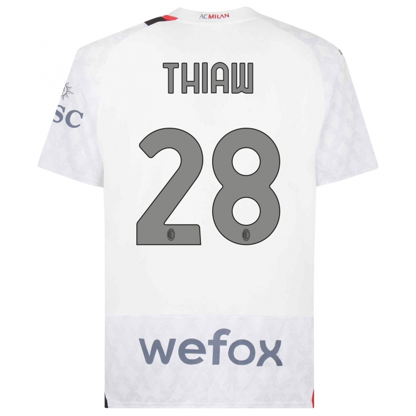Homme Maillot Malick Thiaw #28 Blanc Tenues Extérieur 2023/24 T-Shirt Belgique