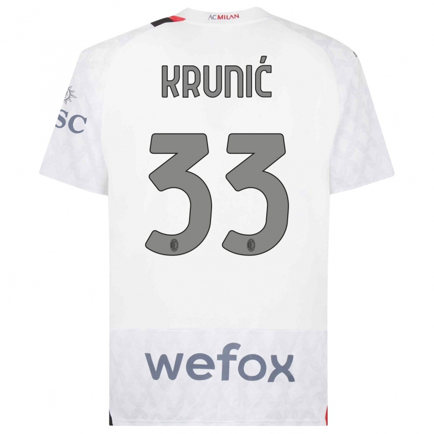 Homme Maillot Rade Krunic #33 Blanc Tenues Extérieur 2023/24 T-Shirt Belgique