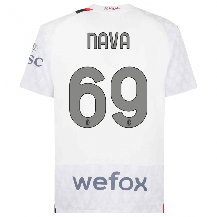 Herren Lapo Nava #69 Weiß Auswärtstrikot Trikot 2023/24 T-Shirt Belgien