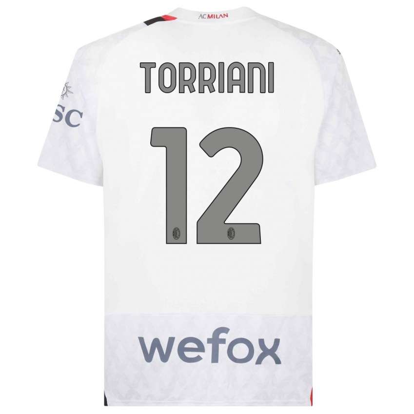 Heren Lorenzo Torriani #12 Wit Uitshirt Uittenue 2023/24 T-Shirt België