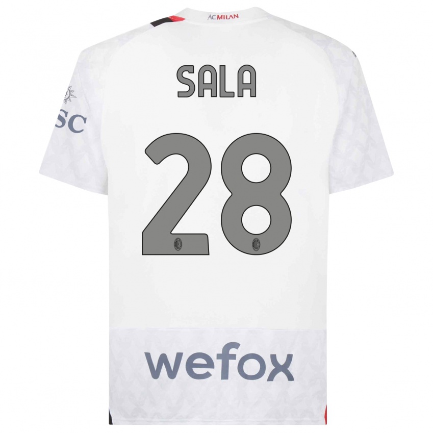 Homme Maillot Emanuele Sala #28 Blanc Tenues Extérieur 2023/24 T-Shirt Belgique