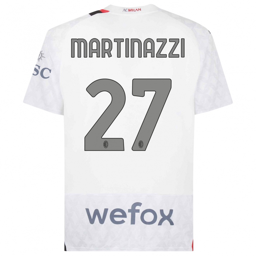 Herren Luca Martinazzi #27 Weiß Auswärtstrikot Trikot 2023/24 T-Shirt Belgien