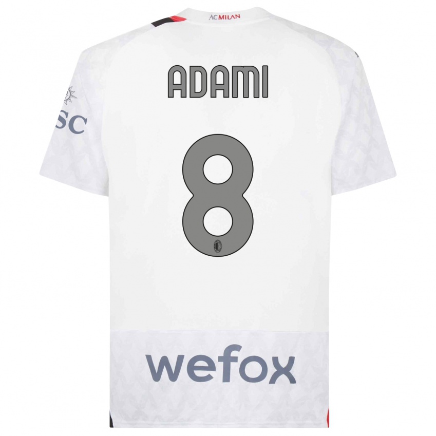 Herren Greta Adami #8 Weiß Auswärtstrikot Trikot 2023/24 T-Shirt Belgien
