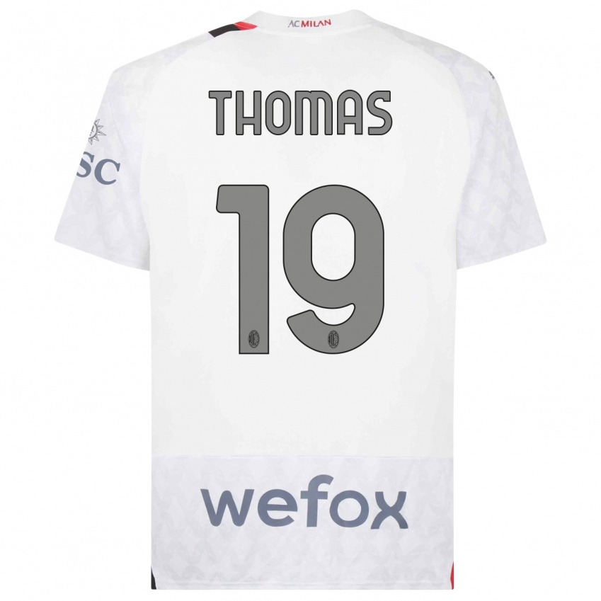 Homme Maillot Lindsey Thomas #19 Blanc Tenues Extérieur 2023/24 T-Shirt Belgique