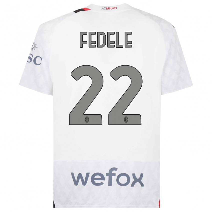 Homme Maillot Noemi Fedele #22 Blanc Tenues Extérieur 2023/24 T-Shirt Belgique