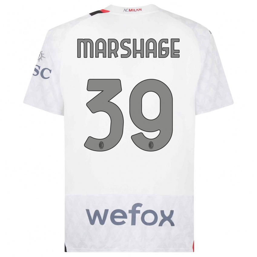 Herren Wilgot Marshage #39 Weiß Auswärtstrikot Trikot 2023/24 T-Shirt Belgien