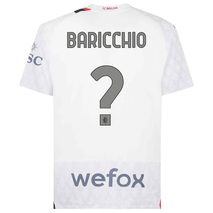 Heren Luca Baricchio #0 Wit Uitshirt Uittenue 2023/24 T-Shirt België