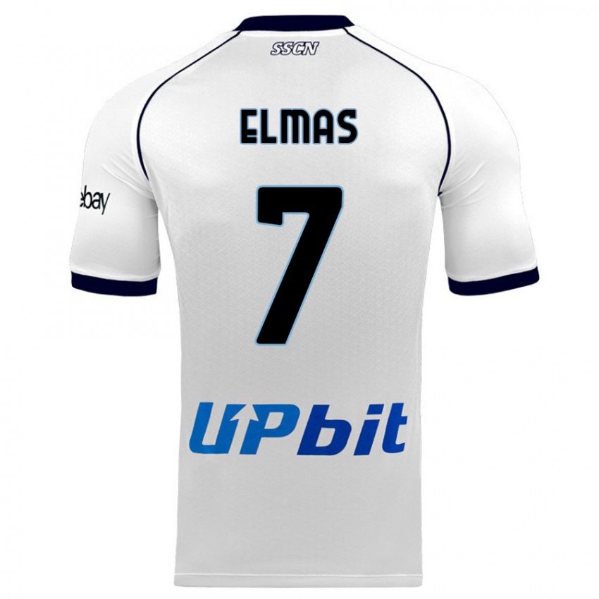 Homme Maillot Eljif Elmas #7 Blanc Tenues Extérieur 2023/24 T-Shirt Belgique