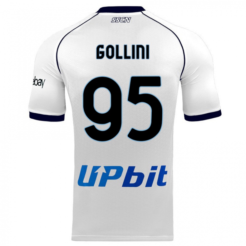 Homme Maillot Pierluigi Gollini #95 Blanc Tenues Extérieur 2023/24 T-Shirt Belgique