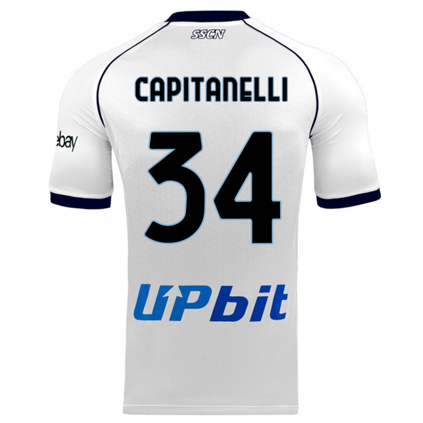 Homme Maillot Ilaria Capitanelli #34 Blanc Tenues Extérieur 2023/24 T-Shirt Belgique