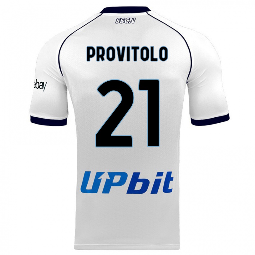 Homme Maillot Vincenzo Provitolo #21 Blanc Tenues Extérieur 2023/24 T-Shirt Belgique