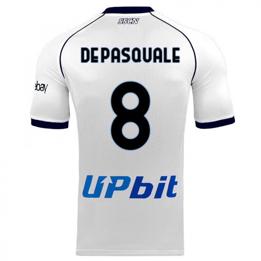 Homme Maillot Dylan De Pasquale #8 Blanc Tenues Extérieur 2023/24 T-Shirt Belgique