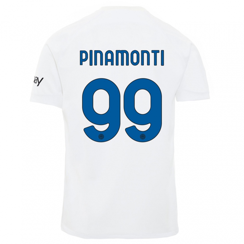 Herren Andrea Pinamonti #99 Weiß Auswärtstrikot Trikot 2023/24 T-Shirt Belgien