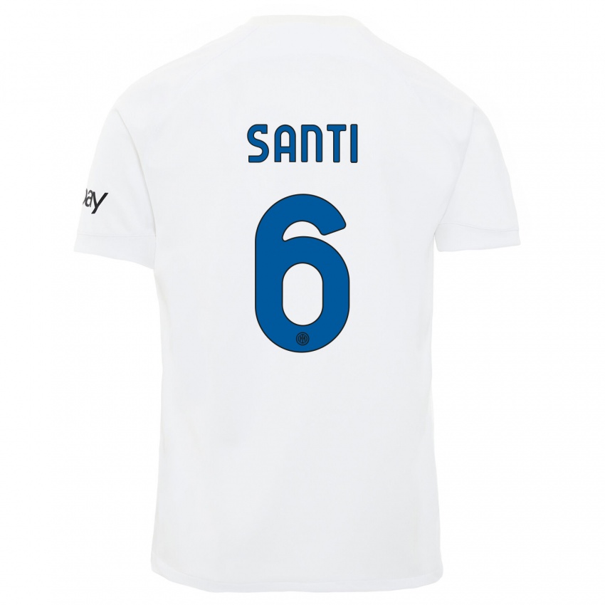 Herren Irene Santi #6 Weiß Auswärtstrikot Trikot 2023/24 T-Shirt Belgien