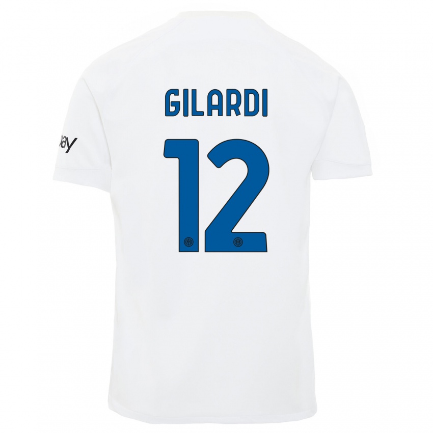 Homme Maillot Astrid Gilardi #12 Blanc Tenues Extérieur 2023/24 T-Shirt Belgique