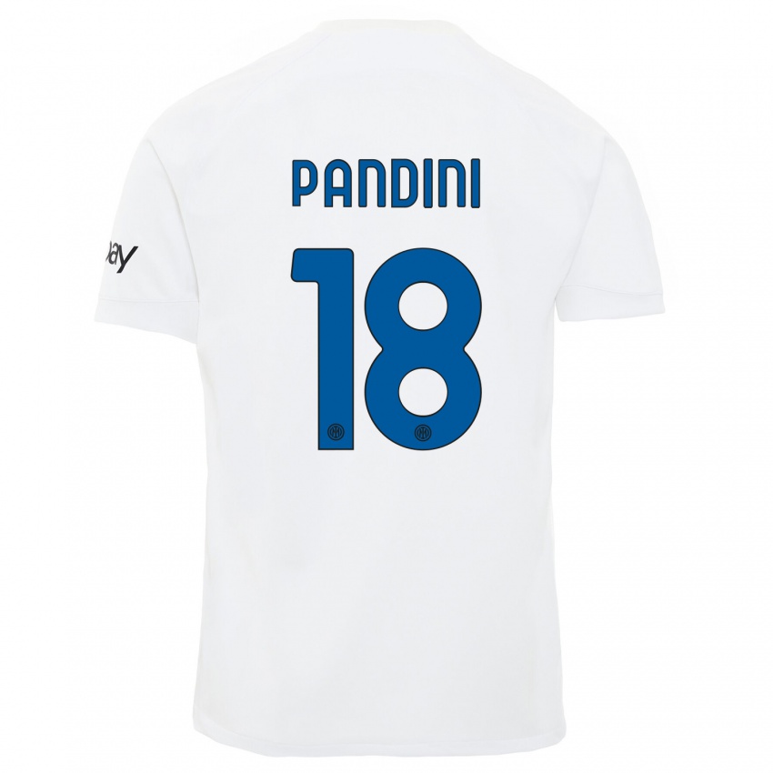 Homme Maillot Marta Pandini #18 Blanc Tenues Extérieur 2023/24 T-Shirt Belgique