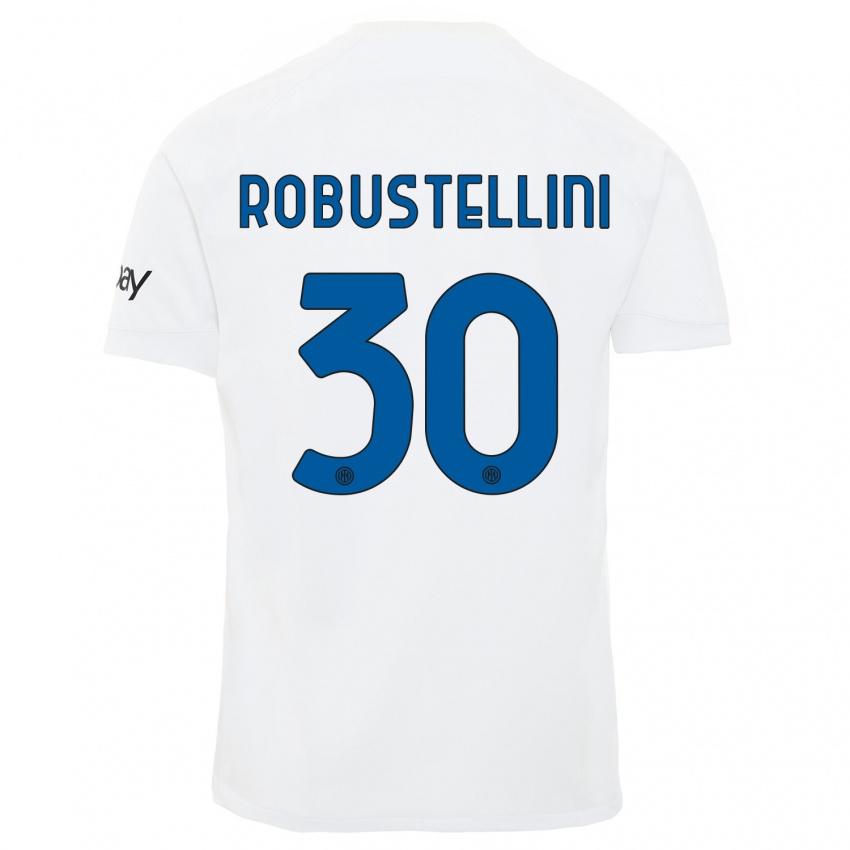 Homme Maillot Chiara Robustellini #30 Blanc Tenues Extérieur 2023/24 T-Shirt Belgique