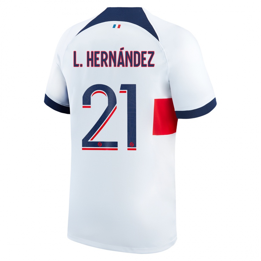 Herren Lucas Hernandez #21 Weiß Auswärtstrikot Trikot 2023/24 T-Shirt Belgien