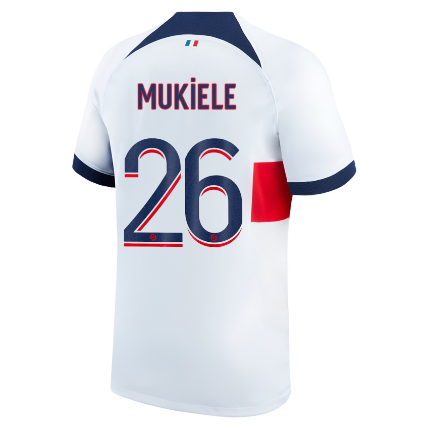 Homme Maillot Nordi Mukiele #26 Blanc Tenues Extérieur 2023/24 T-Shirt Belgique