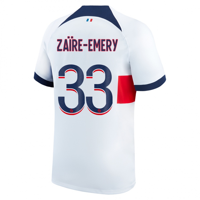 Herren Warren Zaire Emery #33 Weiß Auswärtstrikot Trikot 2023/24 T-Shirt Belgien