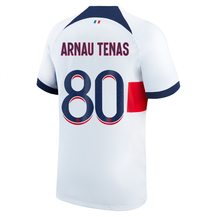 Homme Maillot Arnau Tenas #80 Blanc Tenues Extérieur 2023/24 T-Shirt Belgique