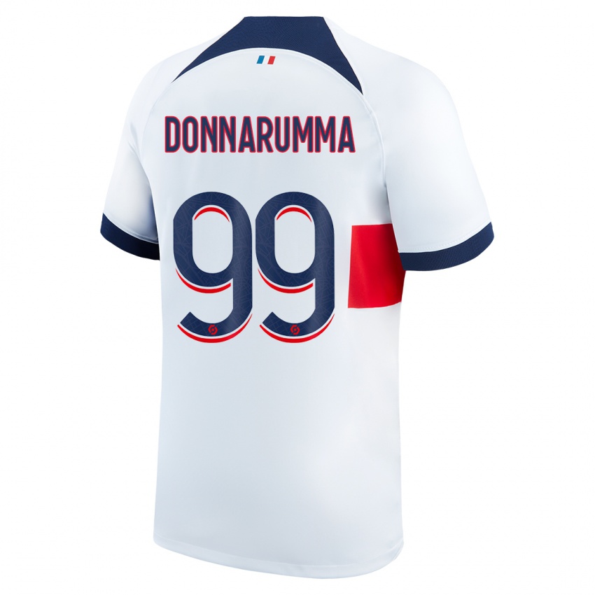 Homme Maillot Gianluigi Donnarumma #99 Blanc Tenues Extérieur 2023/24 T-Shirt Belgique