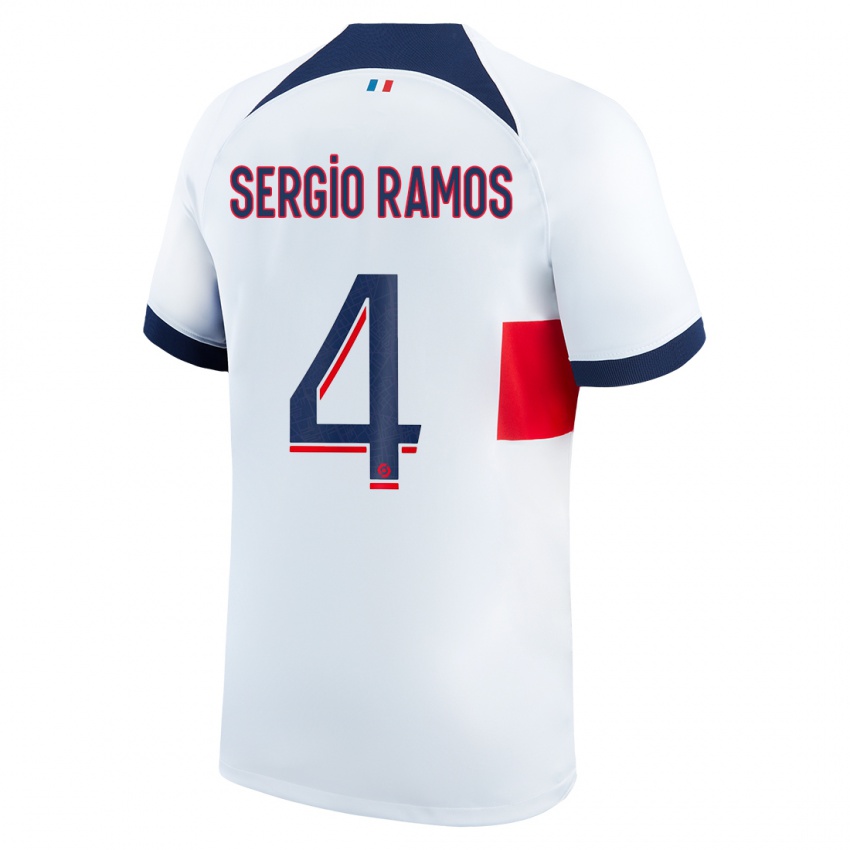 Herren Sergio Ramos #4 Weiß Auswärtstrikot Trikot 2023/24 T-Shirt Belgien