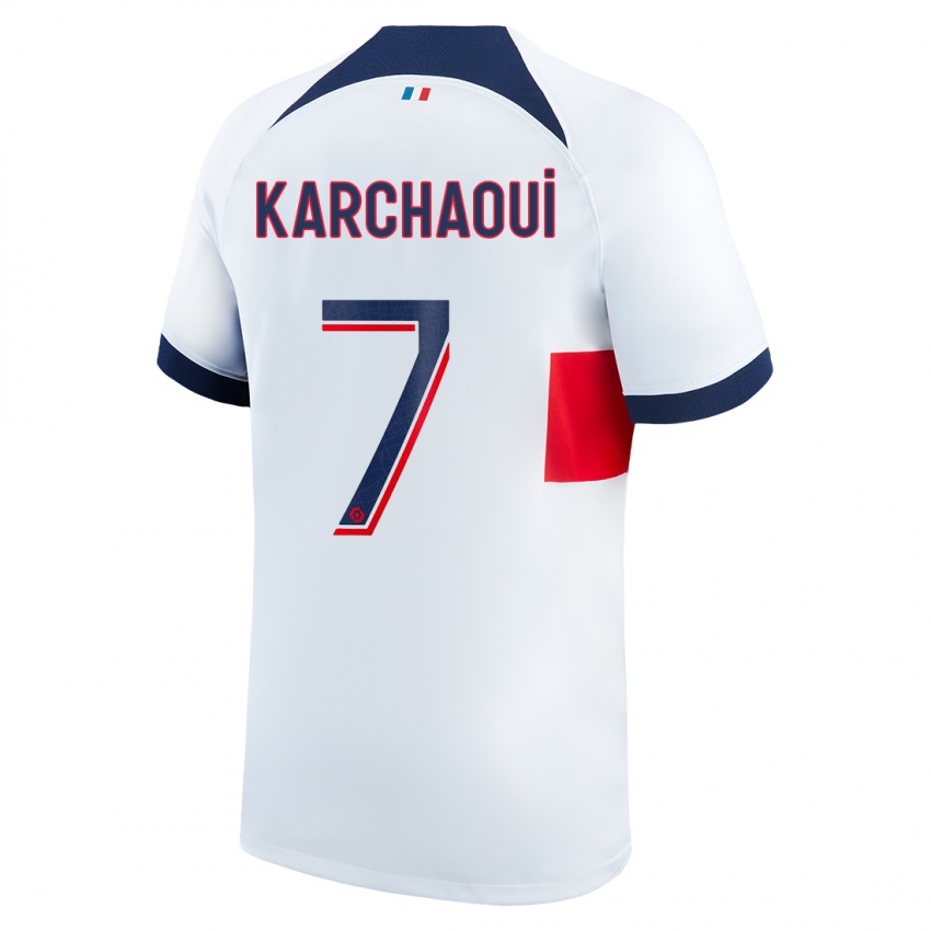 Herren Sakina Karchaoui #7 Weiß Auswärtstrikot Trikot 2023/24 T-Shirt Belgien