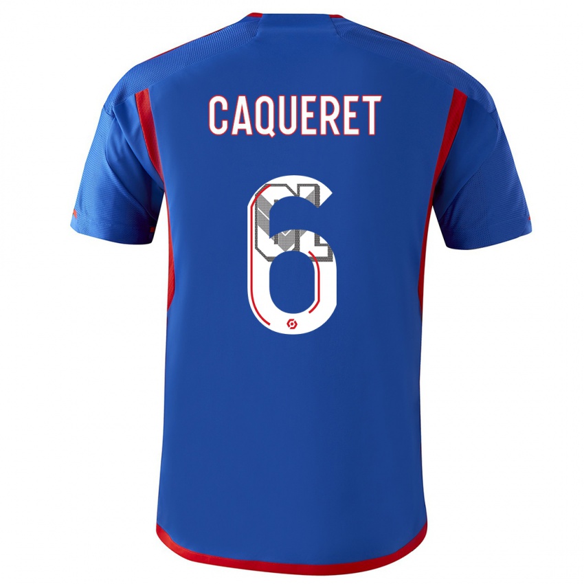 Heren Maxence Caqueret #6 Blauw Rood Uitshirt Uittenue 2023/24 T-Shirt België