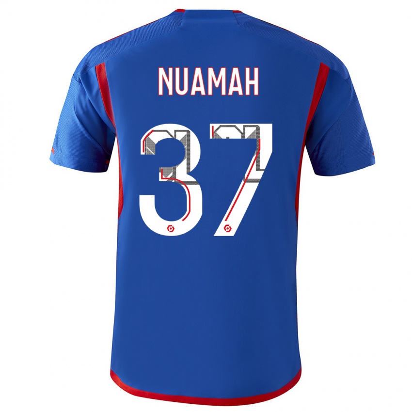 Heren Ernest Nuamah #37 Blauw Rood Uitshirt Uittenue 2023/24 T-Shirt België