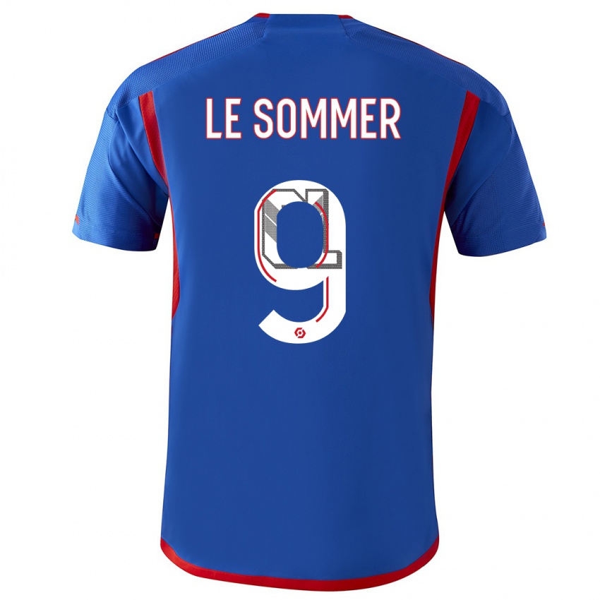 Herren Eugenie Le Sommer #9 Blau Rot Auswärtstrikot Trikot 2023/24 T-Shirt Belgien